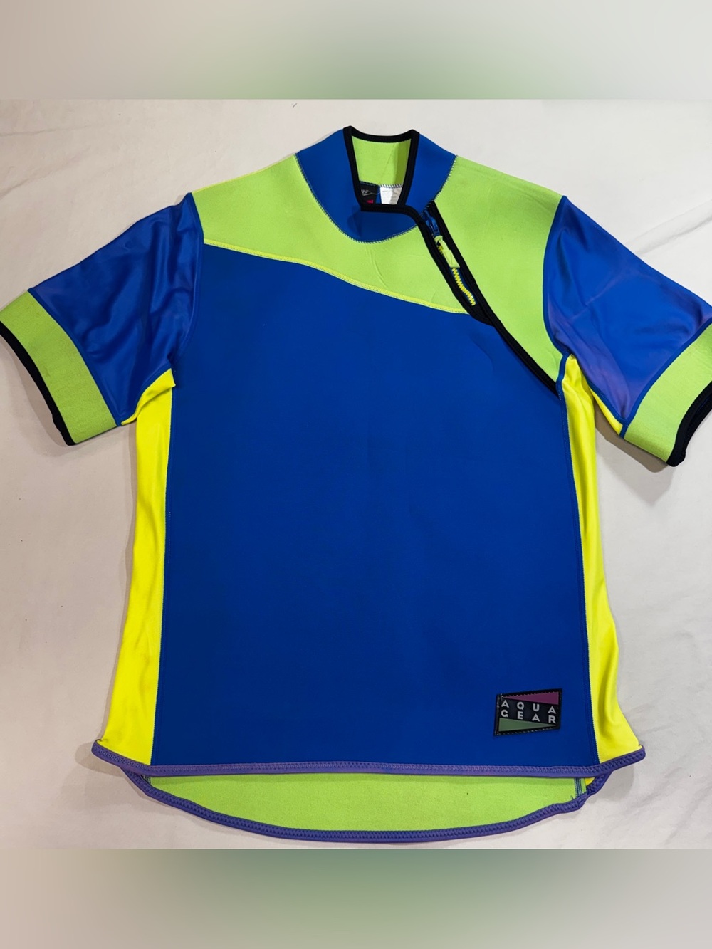 Vintage 90s Nike Aqua Gear Shirt XL Neon Colorblock Swim Surf Top Made in Taiwan